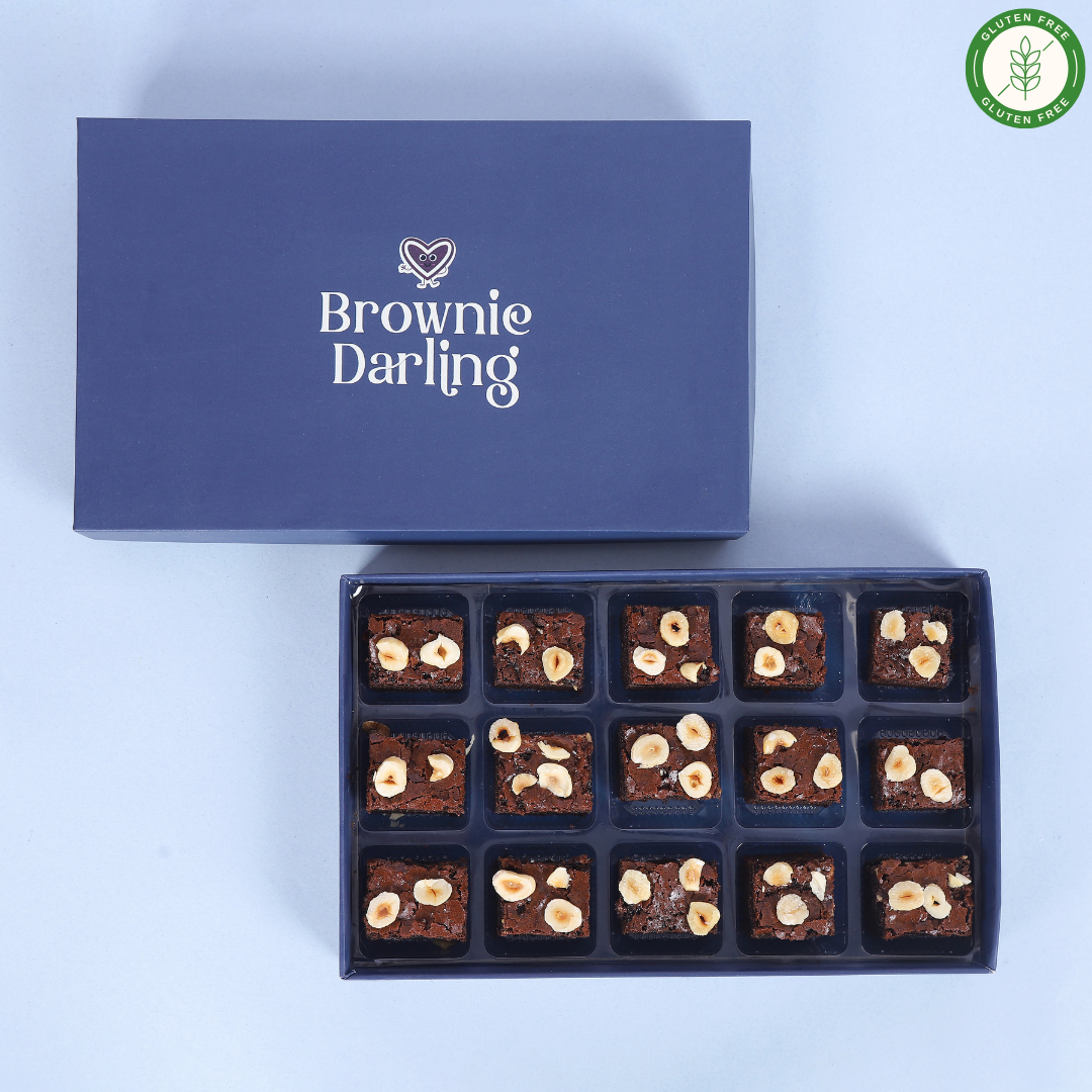 Gluten-Free Hazelnuts Belgian Chocolate Ragi Brownies - Mini Bites Brownie Darling