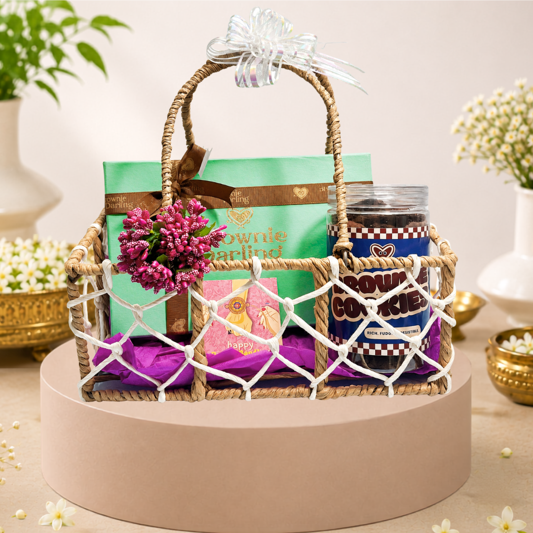 Rakhi Hamper - Box of 6 Brownies & Cookies - New Delhi/NCR Brownie Darling