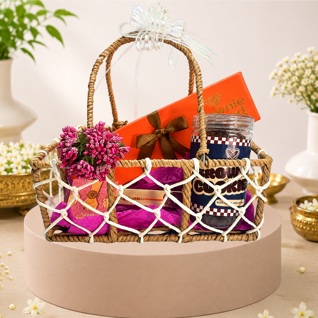 Rakhi Hamper - Box of 4 Brownies & Cookies - New Delhi/NCR Brownie Darling
