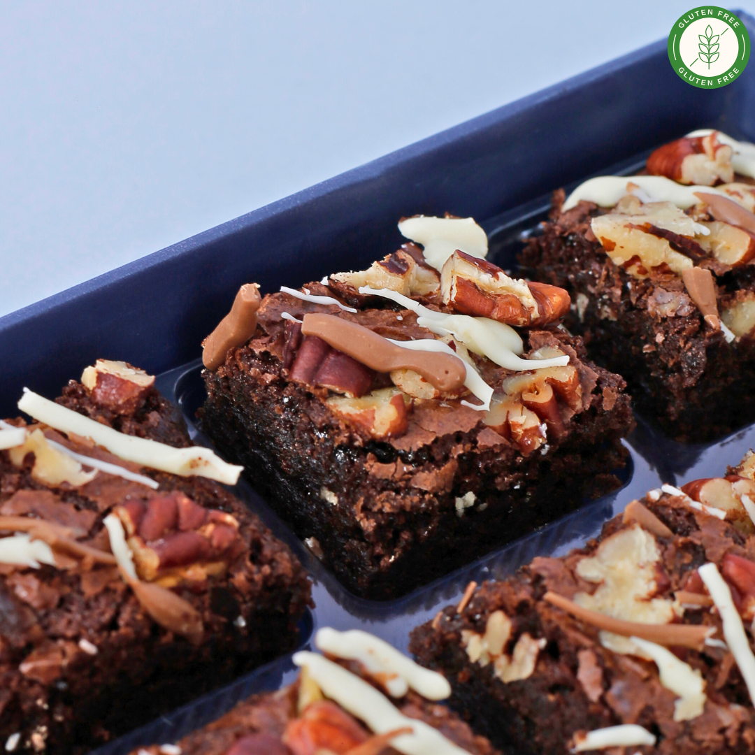 Gluten-Free Pecan Drizzle Ragi Brownies - Mini Bites Brownie Darling
