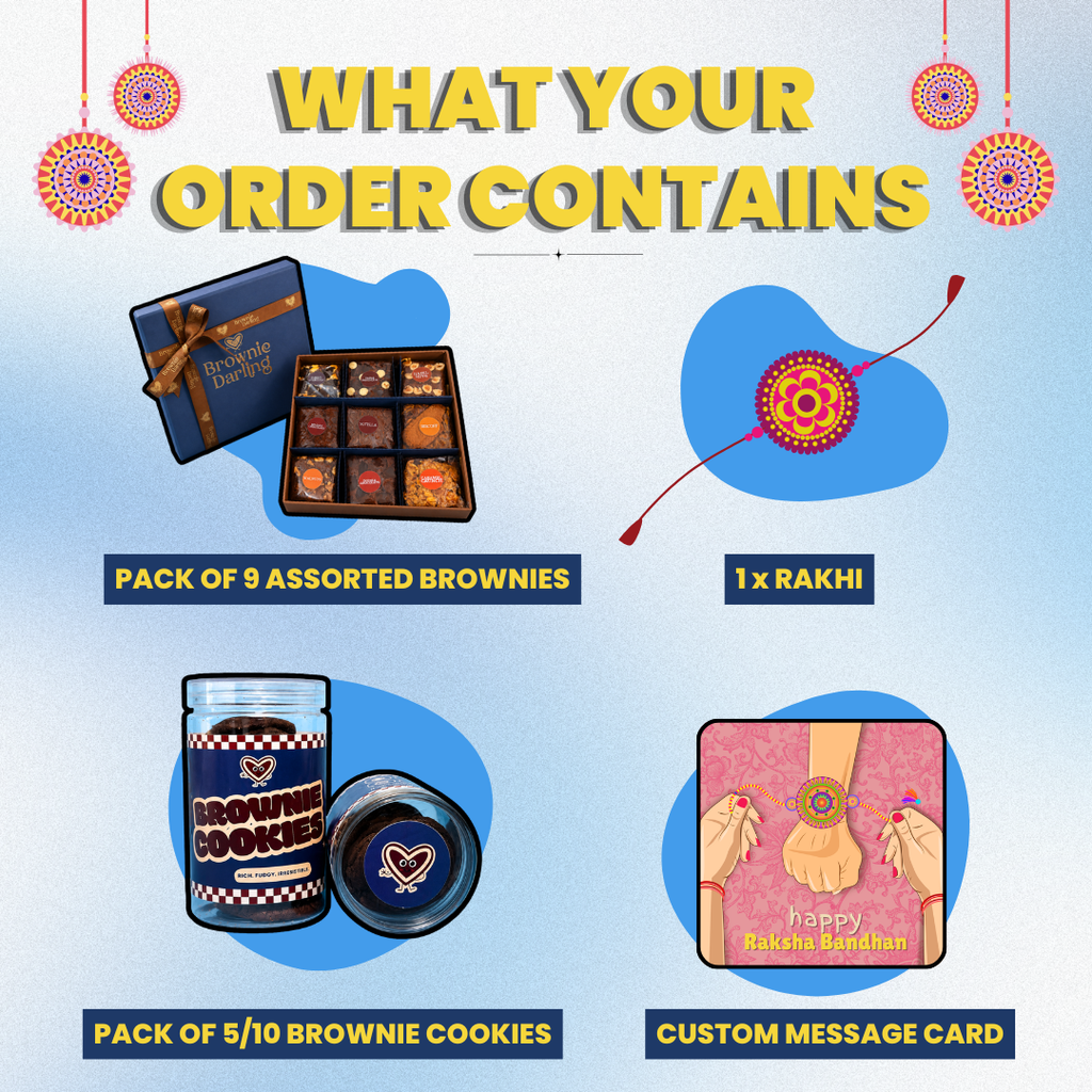 Rakhi Hamper - Box of 9 Brownies & Cookies - New Delhi/NCR Brownie Darling