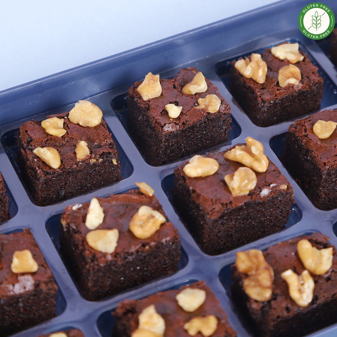 Gluten-Free Walnuts Belgian Chocolate Ragi Brownies - Mini Bites Brownie Darling