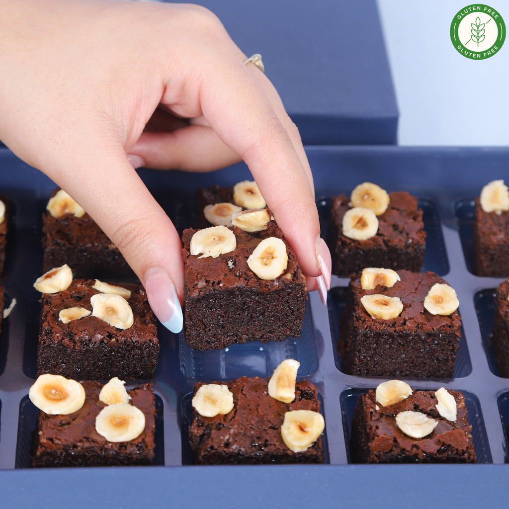 Gluten-Free Hazelnuts Belgian Chocolate Ragi Brownies - Mini Bites Brownie Darling